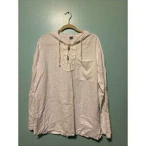 Blanco Men's Small Oversized Shirt hoodie White Beach Wedding Toggle Boho Peru